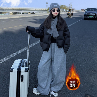 女童冬季保暖棉服卫裤两件套