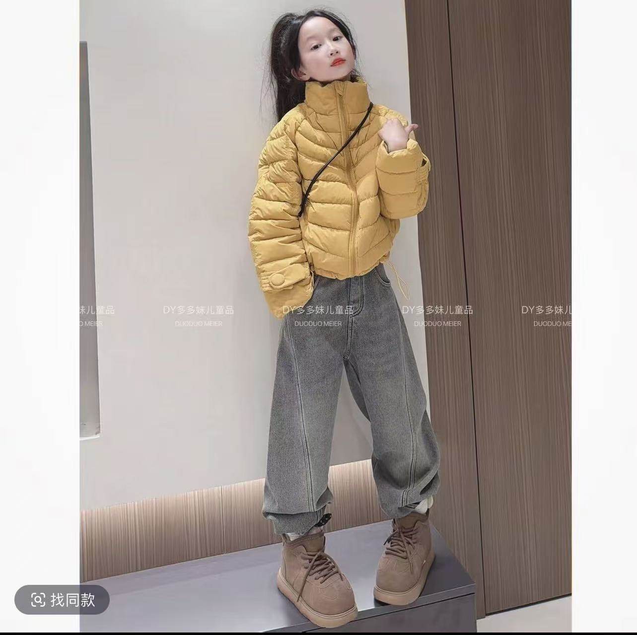 女童棉服2026新款儿童洋气时髦中大童冬季加厚保暖棉衣加绒牛仔裤