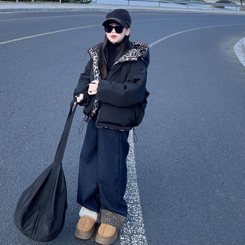 女童羽绒服冬款2025新款洋气儿童装豹纹两面穿白鸭绒冬装保暖外套,童装/婴儿装/亲子装,羽绒服,淘宝优惠券,粉丝福利购,淘宝优惠卷