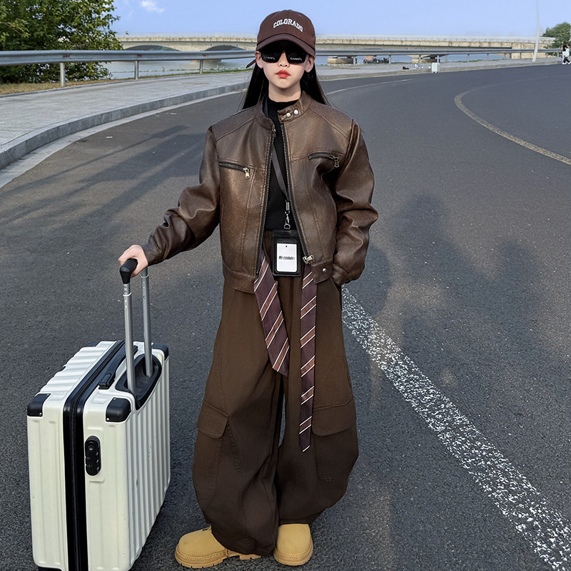 女童皮衣外套2025秋冬新款韩系洋气时髦又酷又飒潮酷炸街宽松上衣,童装/婴儿装/亲子装,夹克/皮衣,淘宝优惠券,粉丝福利购,淘宝优惠卷