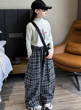 女童秋冬款格子裤2025新款