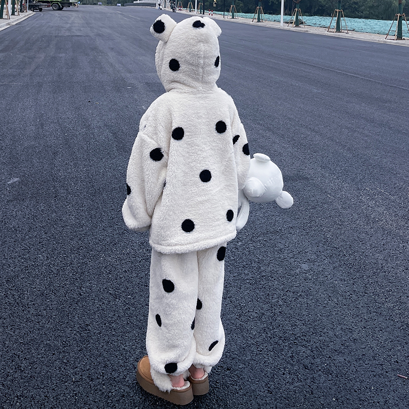 女童睡衣秋冬款儿童女孩加绒加厚冬季套装大童珊瑚法兰绒家居服女