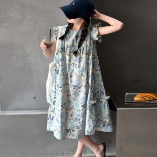 女童2026新款甜美碎花连衣裙夏季无袖中裙洋气公主裙中大童韩版潮