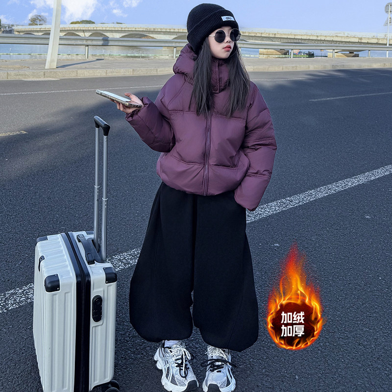女童冬季加厚短款白鸭绒面包服