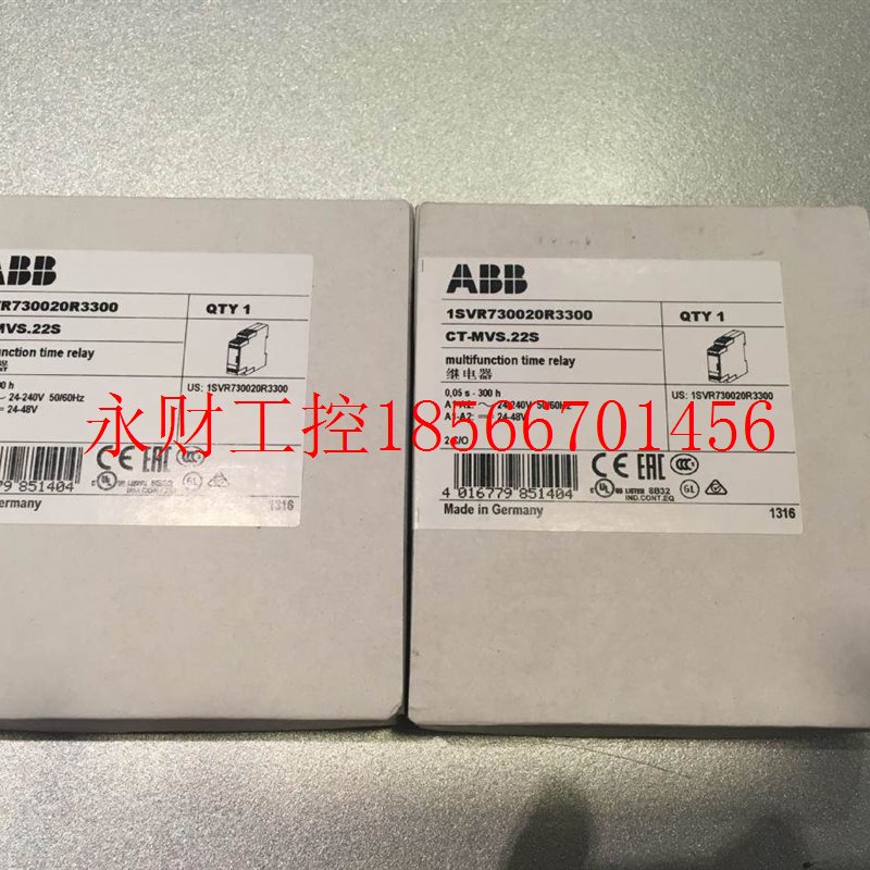 议价全新原装ABB时间继电器,CT-MVS.12S 24-48VDC24-240AC;1￥