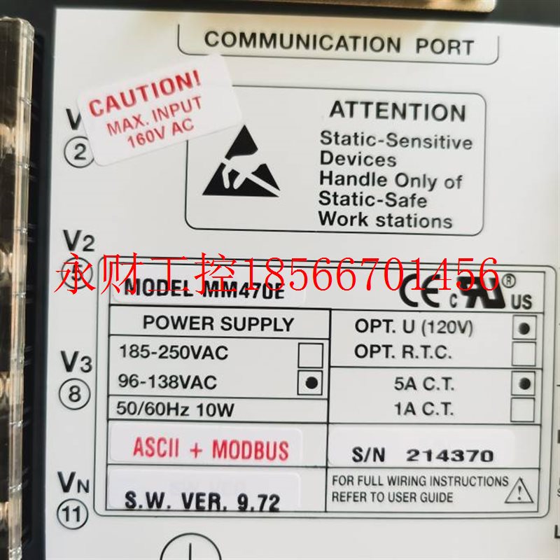 议价ABB多功能数显表MM470E 96-138VAC S/N 214370￥