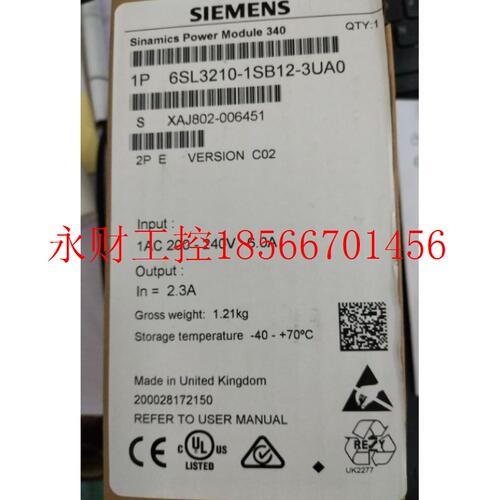 议价西门子S120 30kW变频器功率模块6SL3210-1SE26-0UA0/OUAO￥