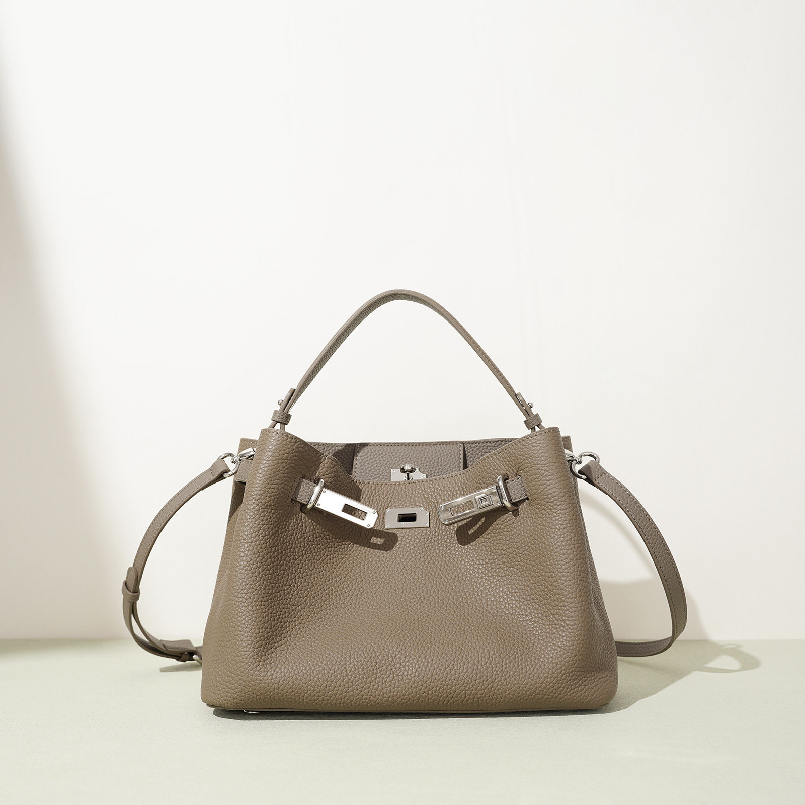 2025年秋冬新款头层牛皮凯丽包真皮包手提包通勤单肩斜挎包女士