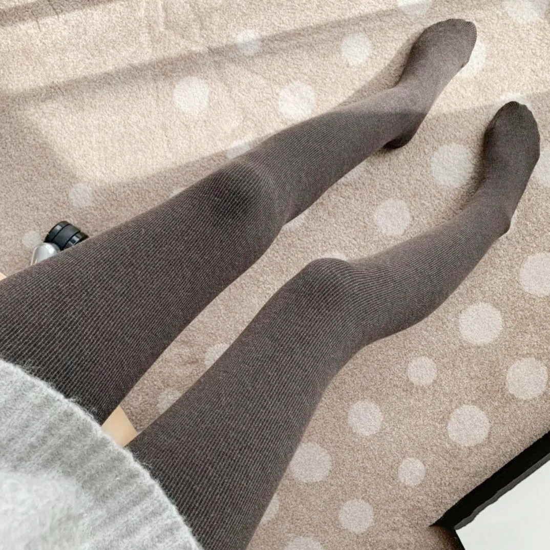 日本羊脂绒袜打底裤仿羊绒竖条纹