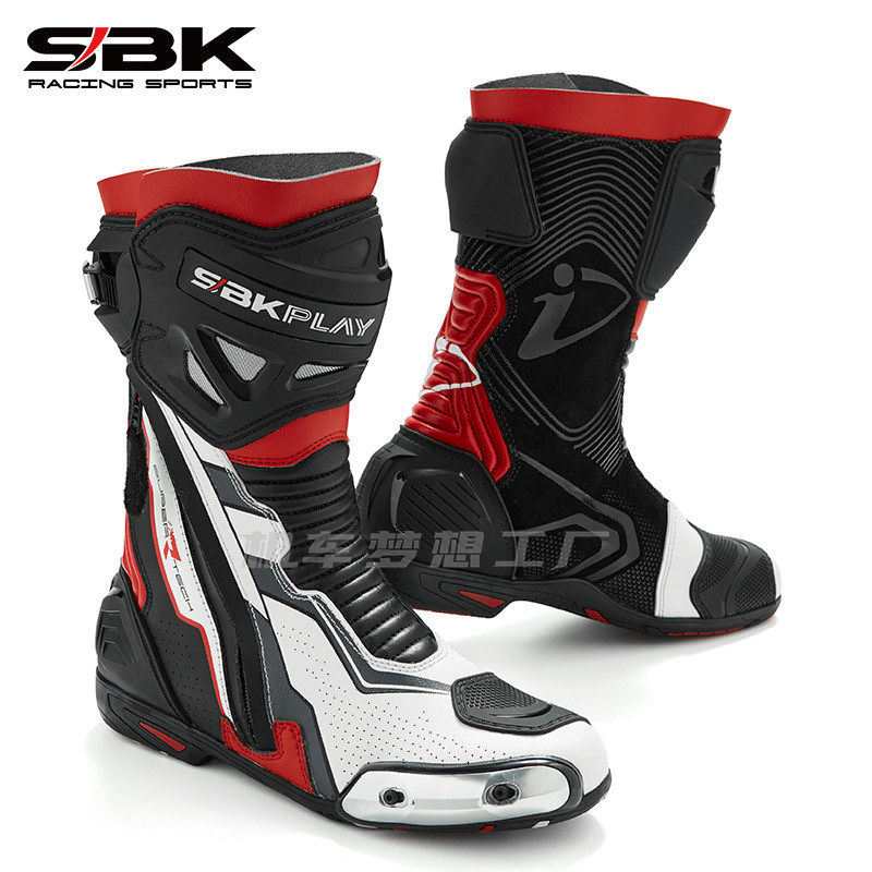 SBK骑行靴R-8摩托车赛道靴子赛车男款防摔透气机车鞋跑车竞技靴