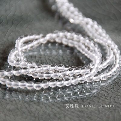 天然冰种巴西白水晶2mm3mm小米珠DIY手工串珠流苏穗子手链
