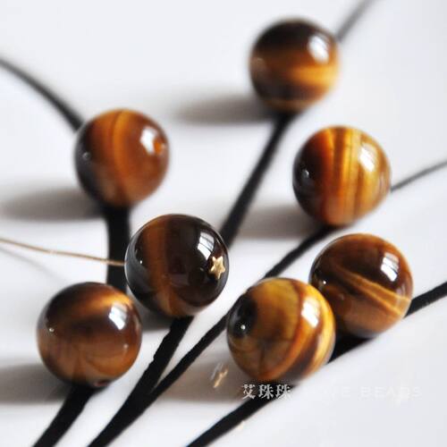 黄虎睛黄虎晶虎眼石7A级6mm8mm10mm12mm14mmDIY手工串珠手单颗