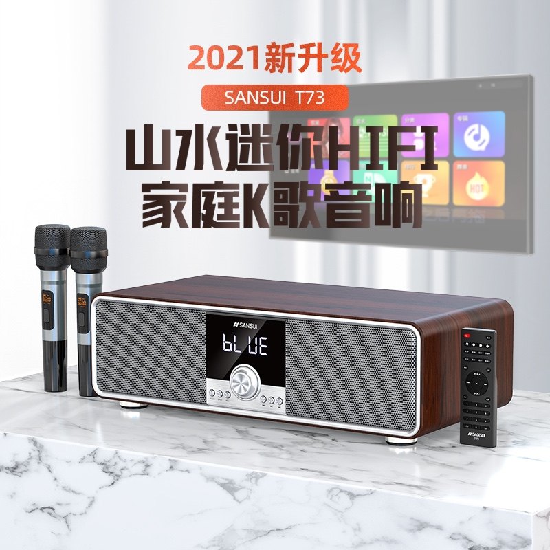 山水T73唱歌机ktv家用家庭ktv音响套装卡拉ok机家用一体机会议室音响套装大音量k歌家庭专用连电视卡包音箱