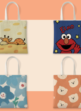 短毛绒帆布包女新款女学生韩版时尚购物手提文艺单肩可爱卡通包包