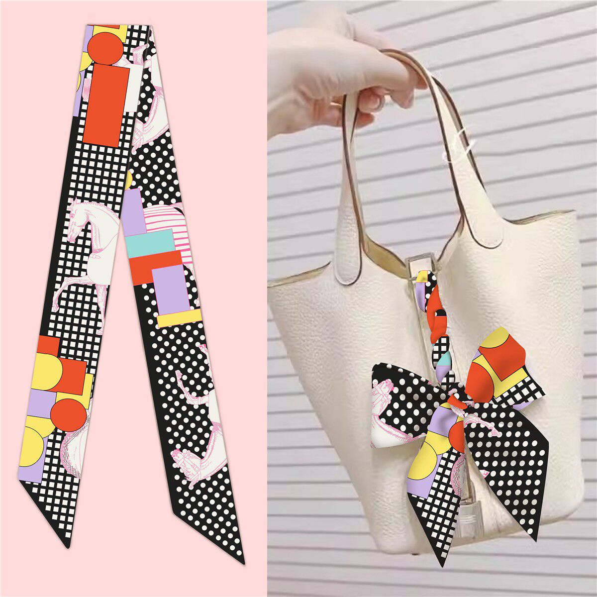 2026年新款仿真丝斜纹绸丝巾绑包包手柄丝巾束发带领巾长条小丝巾