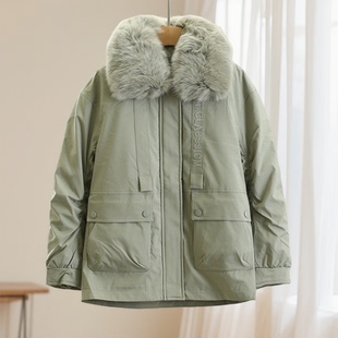 刺绣字母派克服女 兔毛皮内胆高奢狐狸毛大毛领 专柜价2699 莎