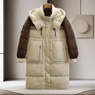 冬装首波【影】90鸭绒！撞色拼接设计感连帽羽绒服25冬新款外套女