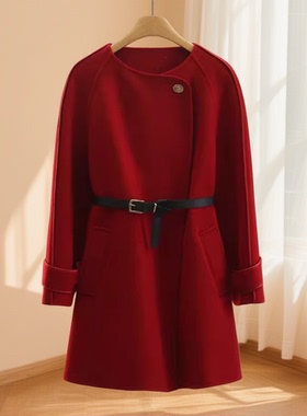 DU家大牌【QS】100绵羊毛赫本风气质收腰双面呢大衣25冬新款外套