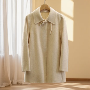 冬装首波【影】100绵羊毛气质流苏扣宽松显瘦双面呢大衣25冬外套