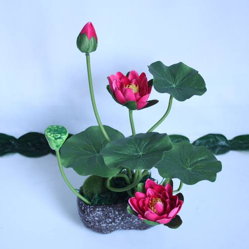 荷花装饰花水池鱼缸造景小摆件