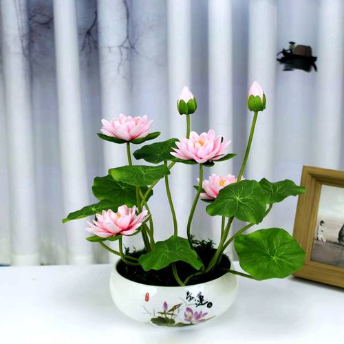 仿真花供佛荷花客厅空调装饰盆景