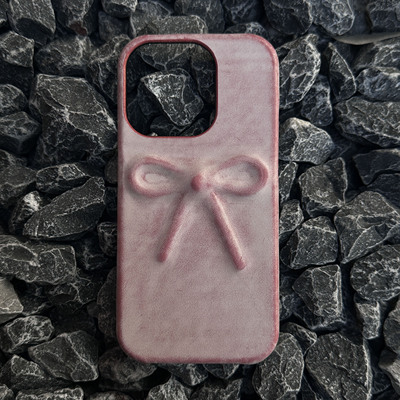 SHADOW 浮雕蝴蝶结真皮iphone手机壳纯手工制作