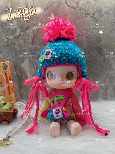 超萌Zsiga嘎子姐可动人偶娃衣穿搭衣服配件超美荧光粉大球球帽包