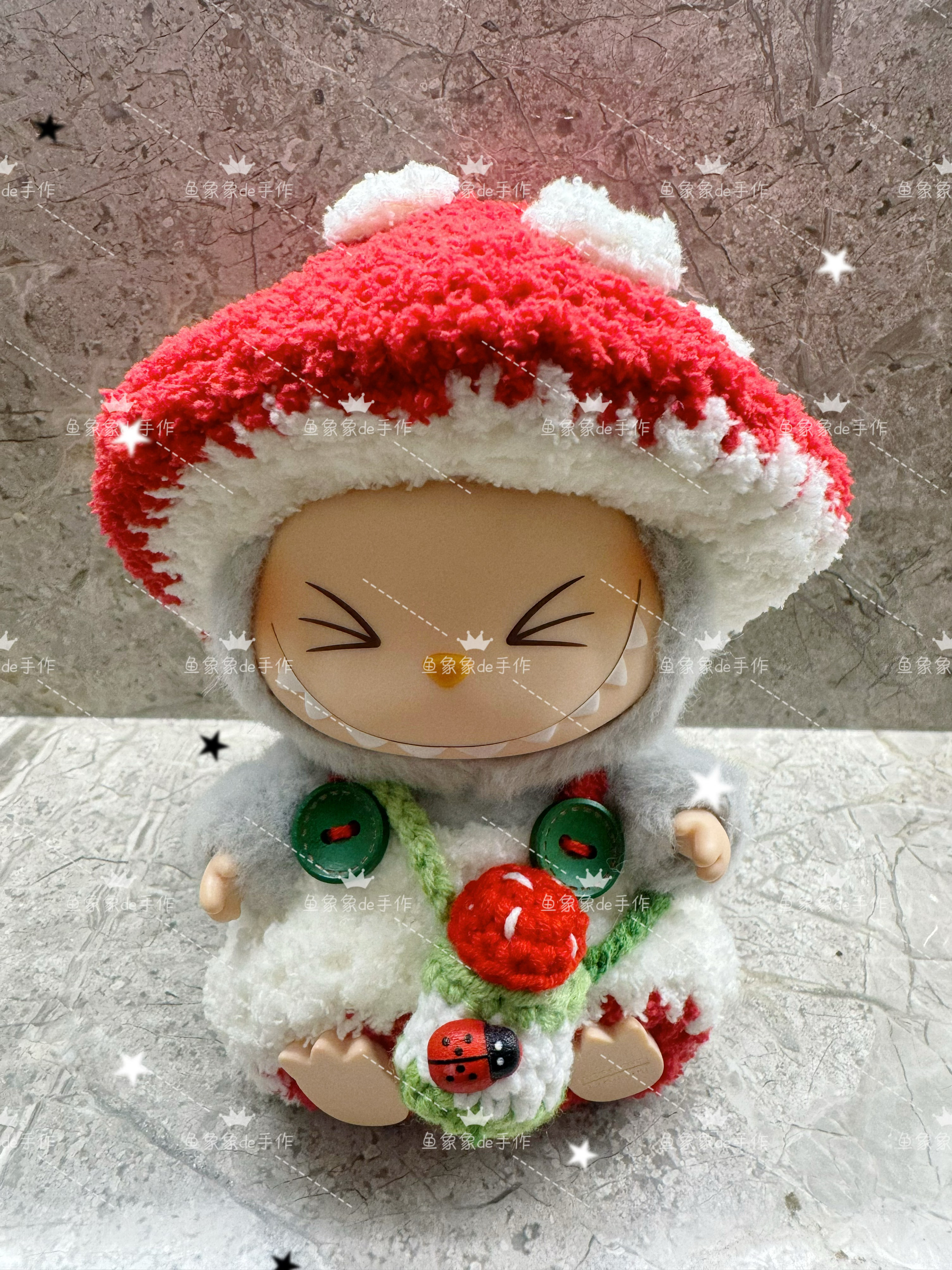 【工期15天】labubu娃衣着替挂件可爱大蘑菇衣服搪胶套装不含娃