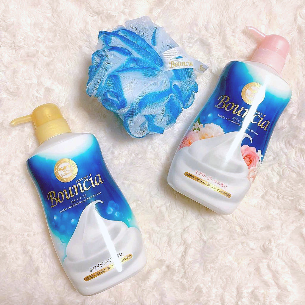 日本COSME大赏COW牛乳Bouncia滋润保湿沐浴露500ml浓厚泡沫送浴花
