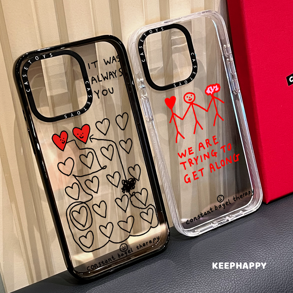 CASE联名手绘红色爱心loveme适用苹果16promax手机壳iphone15pro磁吸MagSafe透明亚克力14plus日韩ins网红13