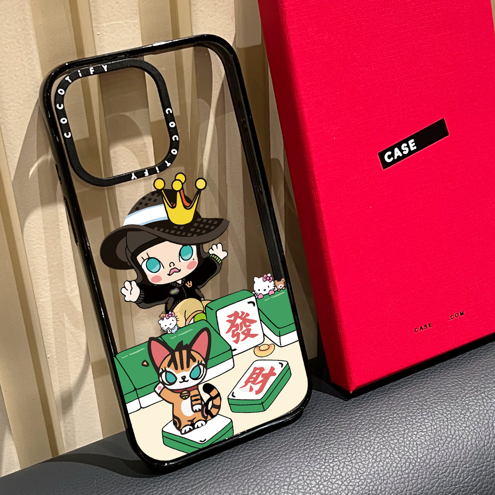 CASE联名发财麻将莫莉适用苹果16pro手机壳iphone15磁吸MagSafe透明14promax卡通哭娃13少女12可爱