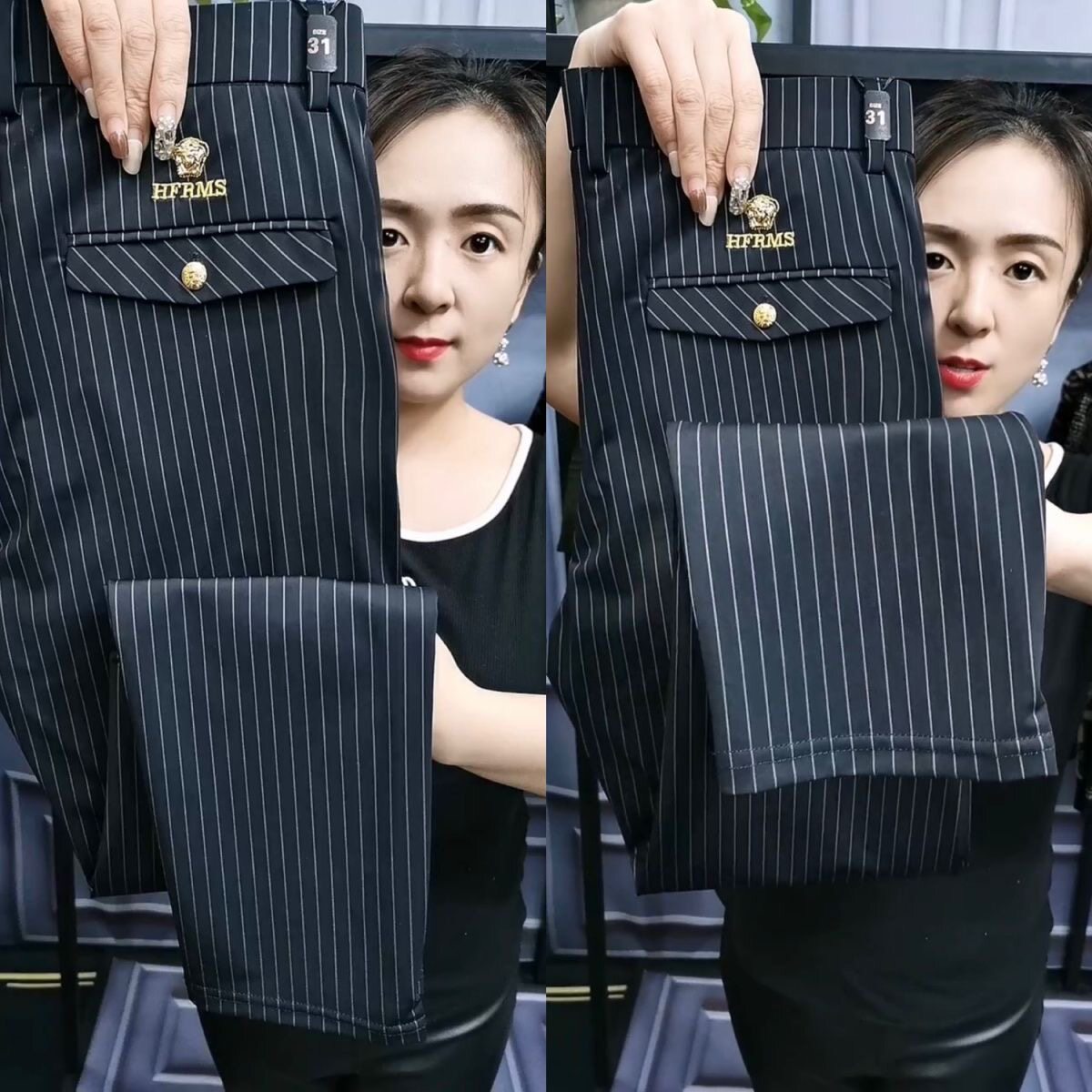 轻奢爆款夏季薄款男士直筒裤商务休闲裤西裤条纹百搭长裤抗皱裤子