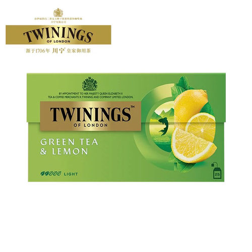TWININGS 川宁绿茶 进口茶叶 柠檬绿茶25片装 茶包袋泡茶