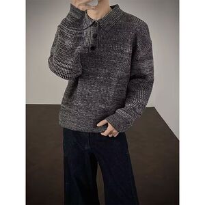 1506-1/MM58041/P72简约纯色细条磨毛通勤针织毛衣,一米六八小男人穿搭图片