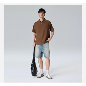1506-1/KG3071/P41夏季新款复古做旧泛黄五分牛仔裤图片