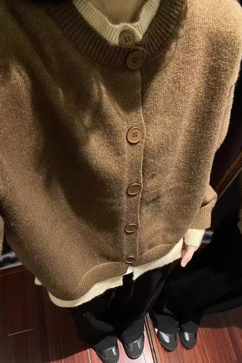1506-1/M50141/P70撞色拼接假两件开衫毛衣外套男，男装针织衫/毛衣，星座1506-1