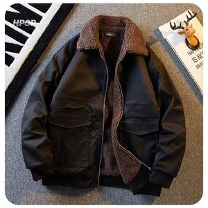 1506-1/JS61311/P84短款机车服夹克男装羊羔毛外套图片