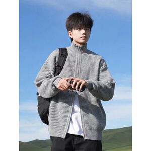 1506-1/MM321/P53美式潮牌立领双开拉链纯色毛衣男女图片