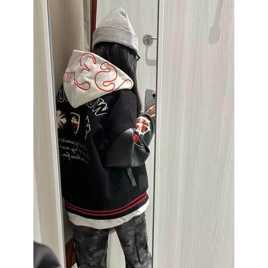 1506-1/JJ7261/P66潮牌情侣美式植绒毛巾刺绣棒球服，女装职业装，星座1506-1