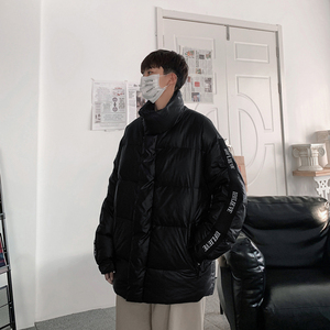 立领保暖无帽宽松面包服外套羽绒服男士冬季2021/图片