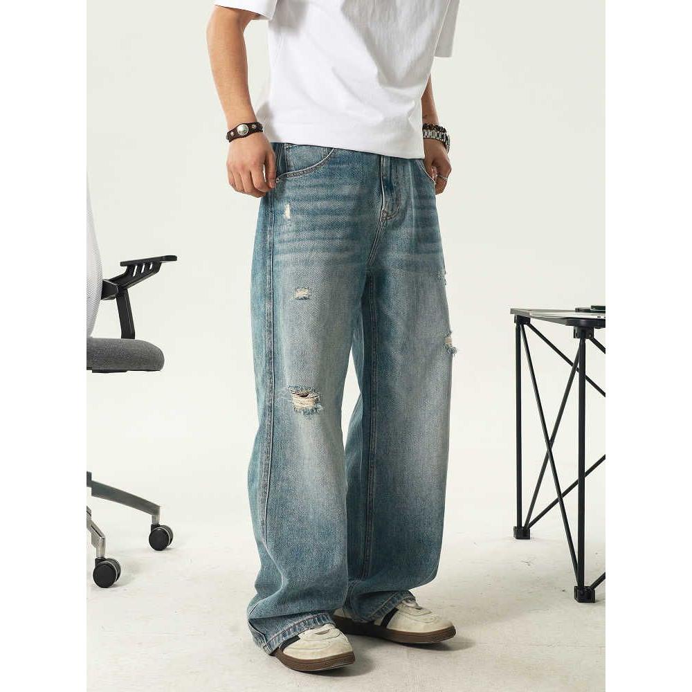 1506-1/KG9631/P50复古猫须喷马骝水洗破坏单宁牛仔长裤，商品下架区商品下架区，星座1506-1