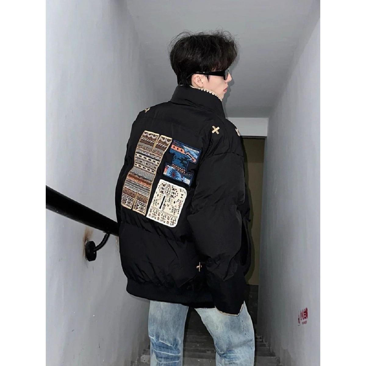 1506/Q9990/P85复古字母刺绣棉衣棉服男款秋冬撞色宽松情侣外套2,男装棉衣,星座1506-1