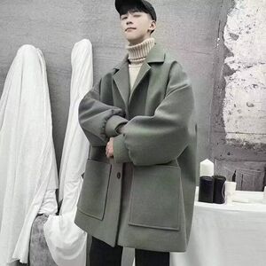 1506/F4091/P49毛呢大衣男士秋冬季加厚夹克风衣韩版2图片