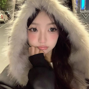 1506/Q86210/P90猫耳朵毛领棉衣男冬季加厚连帽情侣外套黑色1图片