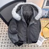 1506/M3671/P86毛呢棉服男女冬季保暖毛领拼接情侣棉衣外套1，男装棉衣，星座1506-1