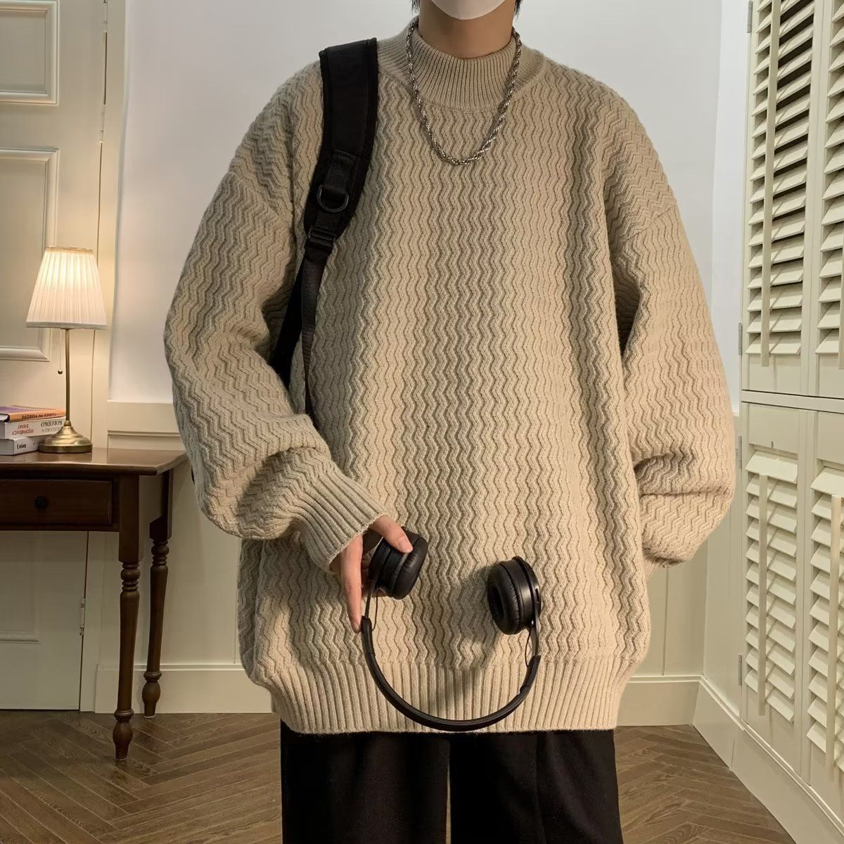 1506/QM1520/P50男冬季加厚潮牌针织衫秋冬美式复古重磅保暖外套1,男装针织衫/毛衣,星座1506-1