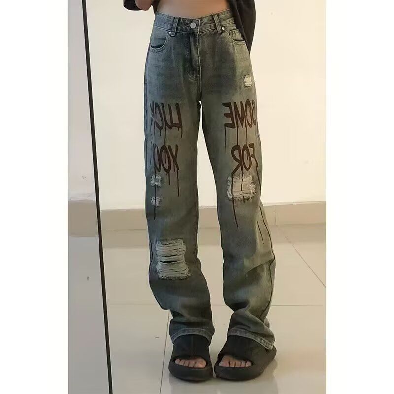 1506-1/KZ101/P43秋季美式休闲痞帅复古破洞补丁刺绣牛仔裤,男装牛仔裤,星座1506-1