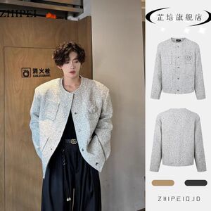 1506-1/JM131/P63白色垫肩小香风外套男款痞帅高级感男图片