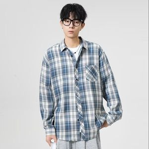 1506-1/CXX011/P36早春复古格子长袖衬衫男图片