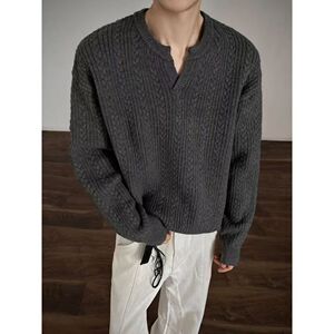 1506-1/M50131/P70美式复古麻花设计感毛衣男图片